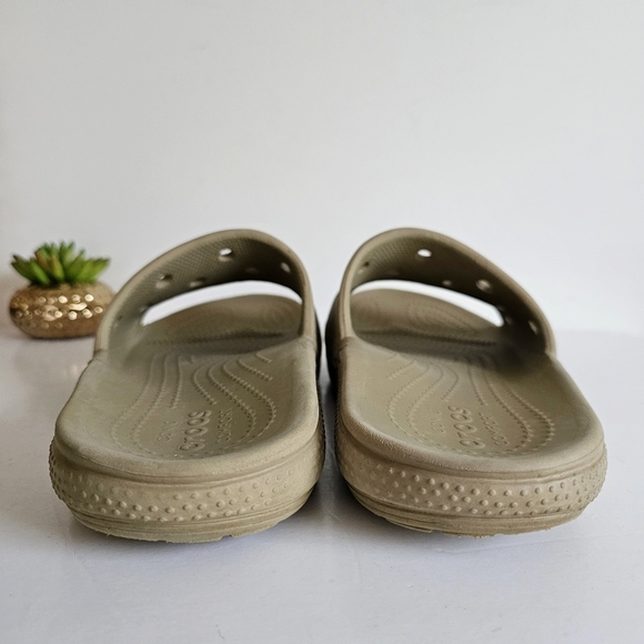 Crocs Iconic Comfort Classic Slide v2 Unisex Size M 9 / W 11 Taupe Slides Clog - Picture 8 of 14